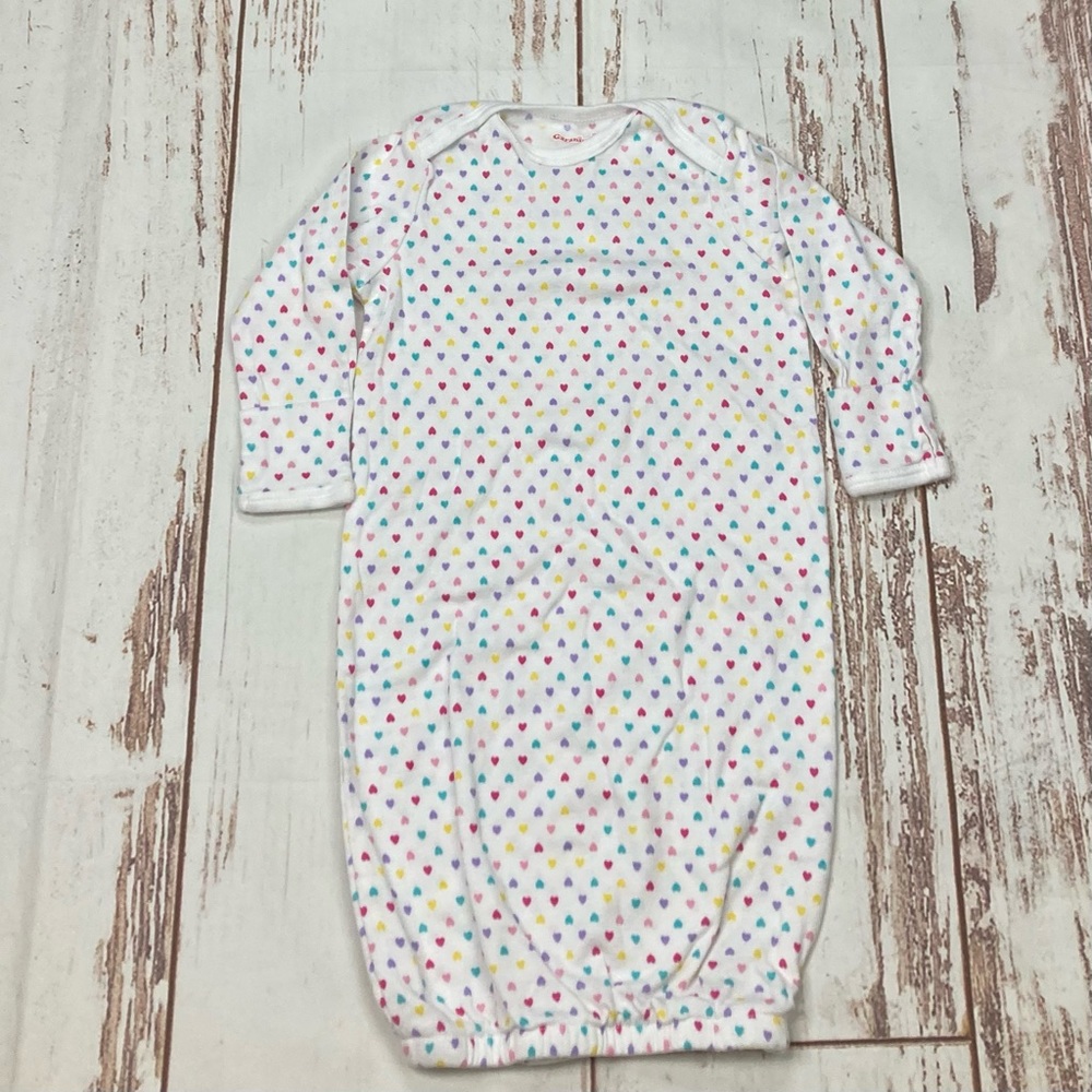 Garanimals Sleep Gown White & Multicolored Heart Shaped Polka Dot Sz 0-6M